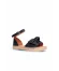 Siyah Deri Kadın Espadril Sandalet