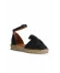 Siyah Deri Kadın Espadril Sandalet