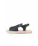 Siyah Deri Kadın Espadril Sandalet