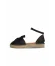 Siyah Deri Kadın Espadril Sandalet