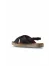 Siyah Deri Kadın Espadril Sandalet