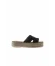 Siyah Deri Kadın Espadril Terlik