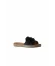 Siyah Deri Kadın Espadril Terlik