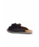 Siyah Deri Kadın Espadril Terlik