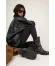 Siyah Deri Kadın Topuklu Bot