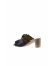 Siyah Deri Kadın Topuklu Terlik