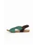 Yeşil Deri Kadın Düz Sandalet