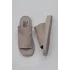 Gri Deri Kadın Düz Terlik