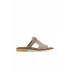 Gri Deri-Süet Kadın Düz Terlik