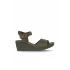 Haki Deri Kadın Dolgu Topuklu Sandalet