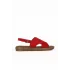 Kırmızı Alf Süet Kadın Düz Sandalet