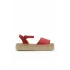 Kırmızı Deri Kadın Espadril Sandalet
