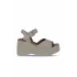 Krem Deri Kadın Dolgu Topuklu Sandalet