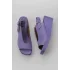 Lila Deri Kadın Dolgu Topuklu Sandalet