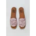 Pembe Deri Kadın Espadril Terlik