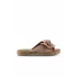 Pembe Deri Kadın Espadril Terlik