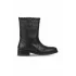 Siyah Deri Kadın Düz Bot