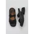 Siyah Khv Deri Kadın Düz Sandalet