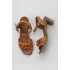 Taba Deri Kadın Topuklu Sandalet