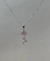 Pembe Taşlı Rose Kolye | Çelik