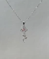 Pembe Taşlı Rose Kolye | Çelik