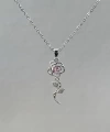 Pembe Taşlı Rose Kolye | Çelik