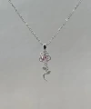 Pembe Taşlı Rose Kolye | Çelik