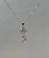 Pembe Taşlı Rose Kolye | Çelik