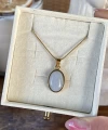 Oval Taşlı Vintage Kolye I Çelik