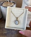 Oval Taşlı Vintage Kolye I Çelik