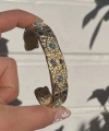 Turkuaz Taşlı ve Göz Motifli Vintage Kelepçe Bileklik