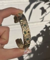 Yeşil Taşlı ve Göz Motifli Vintage Kelepçe Bileklik