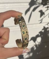 Yeşil Taşlı ve Göz Motifli Vintage Kelepçe Bileklik
