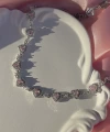 Pembe Kalp Motifli Zincir Choker