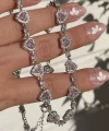 Pembe Kalp Motifli Zincir Choker