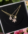 Violet ve Opal Kalp Kolye Kombini I 925 Gümüş