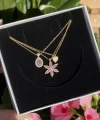 Violet ve Opal Kalp Kolye Kombini I 925 Gümüş