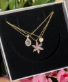 Violet ve Opal Kalp Kolye Kombini I 925 Gümüş