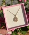 Pembe Taşlı Kösem Kolye I Çelik