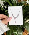 Sallantı Çiçekli Kolye I Beyaz 14K Çelik
