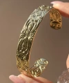 Oyma Desenli Vintage Kelepçe Bileklik I Çelik