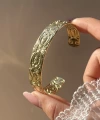 Oyma Desenli Vintage Kelepçe Bileklik I Çelik