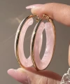 Pembe Akik Halka Küpe