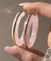 Pembe Akik Halka Küpe