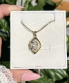 Taşlı Dörtgen Vintage Kolye I Çelik