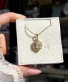 Taşlı Dörtgen Vintage Kolye I Çelik