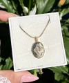 Taşlı Oval Vintage Kolye I Çelik