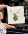 Taşlı Oval Vintage Kolye I Çelik