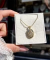 Taşlı Oval Vintage Kolye I Çelik