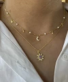 Mor Opal Taşlı Rapunzel Güneş Kolye I 925 Gümüş